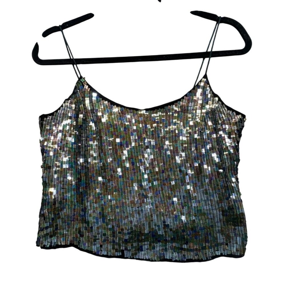 Patra Silver Sequin Crop Top